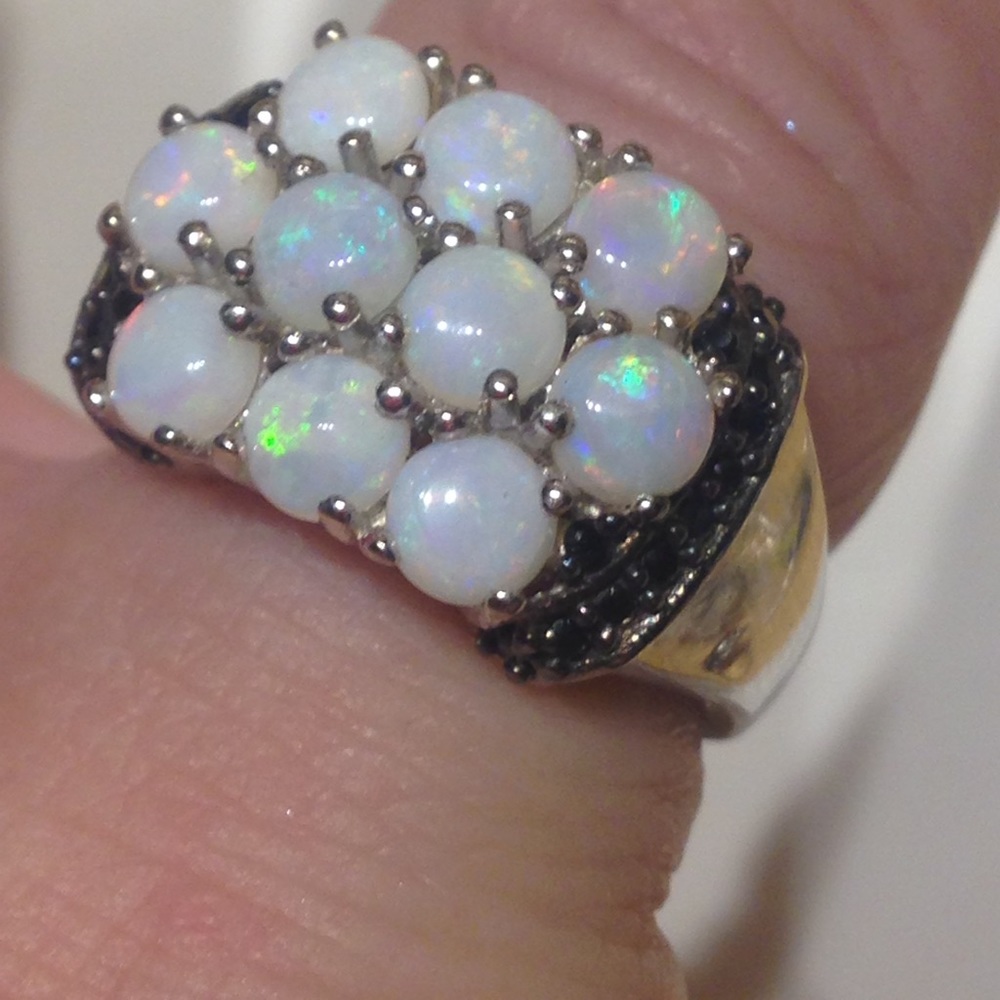 NWT! Australian White Opal .925 Ring Size …